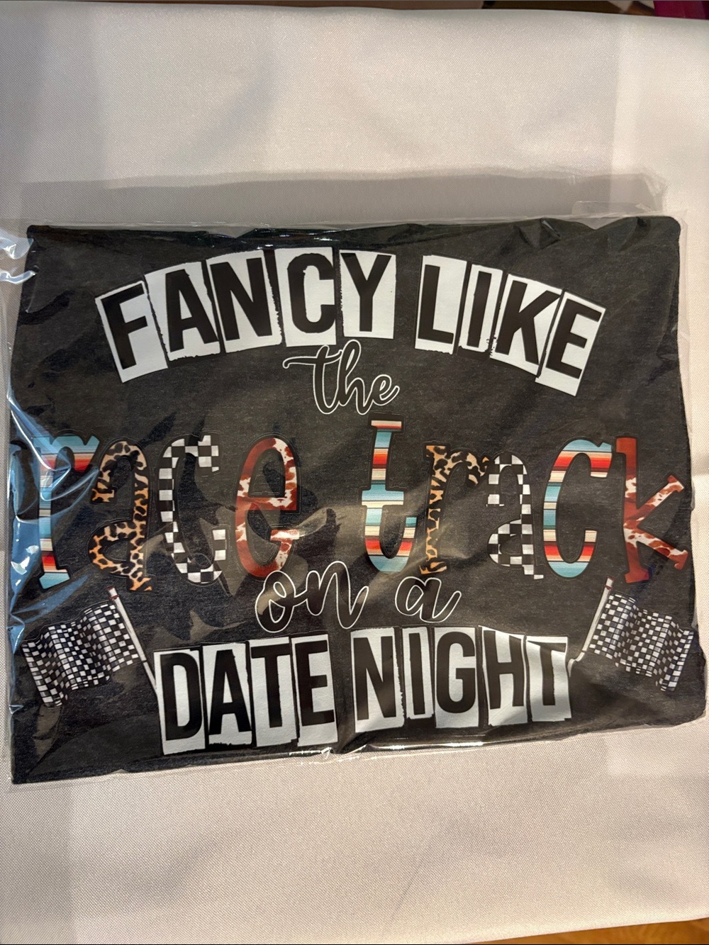 Fancy Like the Race Track on a Date Night Women's Short Sleeve Tee - Black